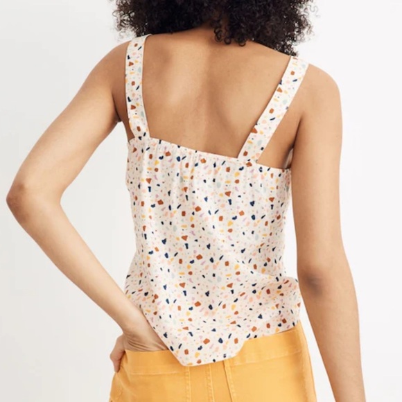 Madewell tank top blouse speckled size 14 cotton twist tie front detail v neck - Picture 5 of 6